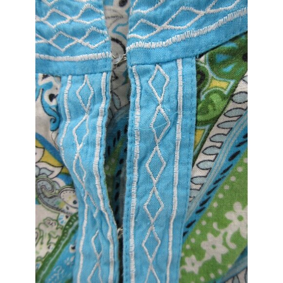St Tropez West Top 1X Plus Linen Tank Paisley Boho Embroidered * - Picture 5 of 10